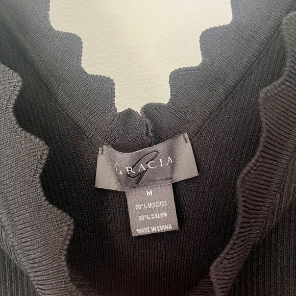 NEW Gracia Black Sheer Long Sleeve Sweater Top M - Picture 5 of 7